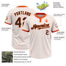 Load image into Gallery viewer, Custom White Orange Pinstripe Black Two-Button Unisex Softball Jersey