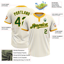Load image into Gallery viewer, Custom White Gold Pinstripe Green Two-Button Unisex Softball Jersey
