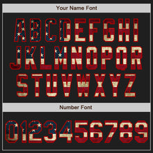 Load image into Gallery viewer, Custom Black Red Pinstripe Vintage USA Flag Two-Button Unisex Softball Jersey