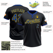 Load image into Gallery viewer, Custom Black Royal Pinstripe Yellow Two-Button Unisex Softball Jersey