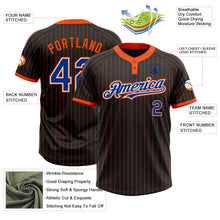 Load image into Gallery viewer, Custom Black Orange Pinstripe Royal-White Two-Button Unisex Softball Jersey