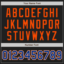 Load image into Gallery viewer, Custom Black Orange Pinstripe Royal-White Two-Button Unisex Softball Jersey