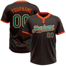 Load image into Gallery viewer, Custom Black Orange Pinstripe Kelly Green-White Two-Button Unisex Softball Jersey