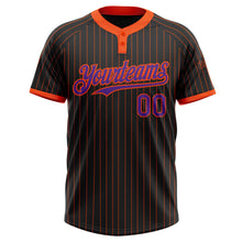 Charger l'image dans la galerie, Custom Black Orange Pinstripe Purple Two-Button Unisex Softball Jersey