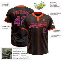 Charger l'image dans la galerie, Custom Black Orange Pinstripe Purple Two-Button Unisex Softball Jersey
