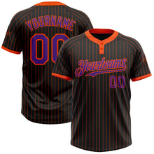 Charger l'image dans la galerie, Custom Black Orange Pinstripe Purple Two-Button Unisex Softball Jersey