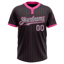 Load image into Gallery viewer, Custom Black Pink Pinstripe Gray Two-Button Unisex Softball Jersey