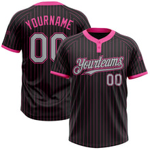 Load image into Gallery viewer, Custom Black Pink Pinstripe Gray Two-Button Unisex Softball Jersey