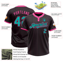 Load image into Gallery viewer, Custom Black Pink Pinstripe Aqua Two-Button Unisex Softball Jersey