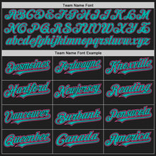Load image into Gallery viewer, Custom Black Pink Pinstripe Aqua Two-Button Unisex Softball Jersey