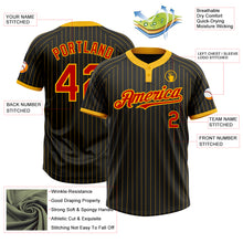 Load image into Gallery viewer, Custom Black Gold Pinstripe Red Two-Button Unisex Softball Jersey