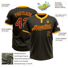 Load image into Gallery viewer, Custom Black Gold Pinstripe Crimson Two-Button Unisex Softball Jersey