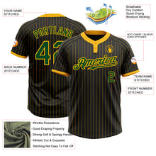 Load image into Gallery viewer, Custom Black Gold Pinstripe Green Two-Button Unisex Softball Jersey
