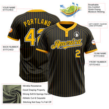 Load image into Gallery viewer, Custom Black Gold Pinstripe White Two-Button Unisex Softball Jersey