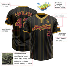 Load image into Gallery viewer, Custom Black Old Gold Pinstripe Burgundy Two-Button Unisex Softball Jersey