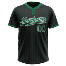 Load image into Gallery viewer, Custom Black Kelly Green Pinstripe White Two-Button Unisex Softball Jersey