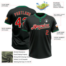 Load image into Gallery viewer, Custom Black Kelly Green Pinstripe Red-White Two-Button Unisex Softball Jersey