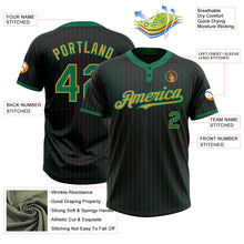 Load image into Gallery viewer, Custom Black Kelly Green Pinstripe Old Gold Two-Button Unisex Softball Jersey