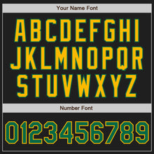 Load image into Gallery viewer, Custom Black Kelly Green Pinstripe Gold Two-Button Unisex Softball Jersey