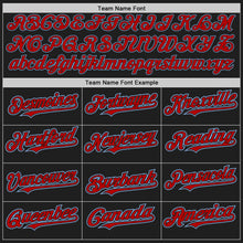 Load image into Gallery viewer, Custom Black Light Blue Pinstripe Red Two-Button Unisex Softball Jersey