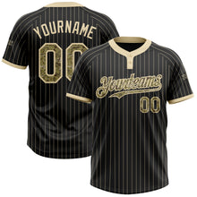 Load image into Gallery viewer, Custom Black Cream Pinstripe Camo Two-Button Unisex Softball Jersey