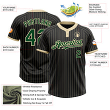 Load image into Gallery viewer, Custom Black Cream Pinstripe Green Two-Button Unisex Softball Jersey