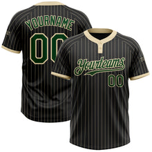 Load image into Gallery viewer, Custom Black Cream Pinstripe Green Two-Button Unisex Softball Jersey