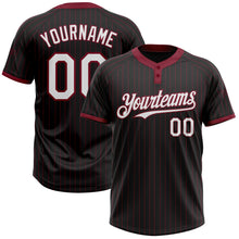 Load image into Gallery viewer, Custom Black Crimson Pinstripe White Two-Button Unisex Softball Jersey
