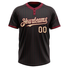 Load image into Gallery viewer, Custom Black Crimson Pinstripe Cream Two-Button Unisex Softball Jersey