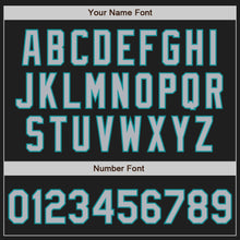 Load image into Gallery viewer, Custom Black Teal Pinstripe Gray Two-Button Unisex Softball Jersey