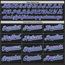 Load image into Gallery viewer, Custom Black Teal Pinstripe Purple-White Two-Button Unisex Softball Jersey