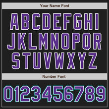 Load image into Gallery viewer, Custom Black Teal Pinstripe Purple-White Two-Button Unisex Softball Jersey