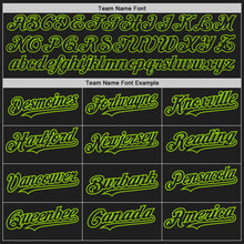 Load image into Gallery viewer, Custom Black Neon Green Pinstripe Neon Green Two-Button Unisex Softball Jersey