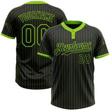 Load image into Gallery viewer, Custom Black Neon Green Pinstripe Neon Green Two-Button Unisex Softball Jersey
