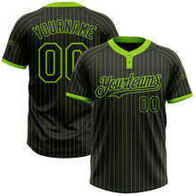 Load image into Gallery viewer, Custom Black Neon Green Pinstripe Neon Green Two-Button Unisex Softball Jersey