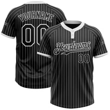 Load image into Gallery viewer, Custom Black White Pinstripe White Two-Button Unisex Softball Jersey