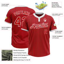 Загрузить изображение в средство просмотра галереи, Custom Red White Pinstripe White Two-Button Unisex Softball Jersey