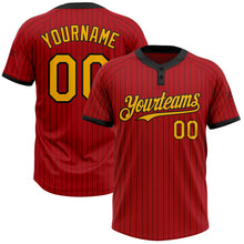 Загрузить изображение в средство просмотра галереи, Custom Red Black Pinstripe Gold Two-Button Unisex Softball Jersey