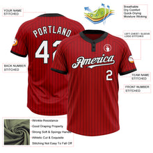 Загрузить изображение в средство просмотра галереи, Custom Red Black Pinstripe White Two-Button Unisex Softball Jersey