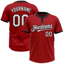 Загрузить изображение в средство просмотра галереи, Custom Red Black Pinstripe White Two-Button Unisex Softball Jersey