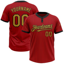 Загрузить изображение в средство просмотра галереи, Custom Red Black Pinstripe Old Gold Two-Button Unisex Softball Jersey