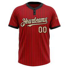 Загрузить изображение в средство просмотра галереи, Custom Red Black Pinstripe Cream Two-Button Unisex Softball Jersey