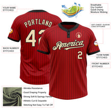Загрузить изображение в средство просмотра галереи, Custom Red Black Pinstripe Cream Two-Button Unisex Softball Jersey