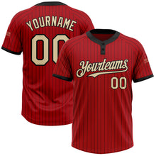 Загрузить изображение в средство просмотра галереи, Custom Red Black Pinstripe Cream Two-Button Unisex Softball Jersey