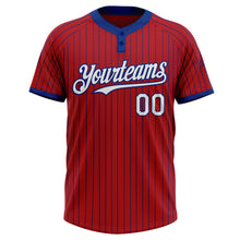 Загрузить изображение в средство просмотра галереи, Custom Red Royal Pinstripe White Two-Button Unisex Softball Jersey