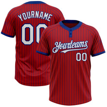 Загрузить изображение в средство просмотра галереи, Custom Red Royal Pinstripe White Two-Button Unisex Softball Jersey