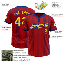 Загрузить изображение в средство просмотра галереи, Custom Red Royal Pinstripe Yellow Two-Button Unisex Softball Jersey