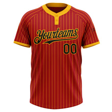 Загрузить изображение в средство просмотра галереи, Custom Red Gold Pinstripe Black Two-Button Unisex Softball Jersey