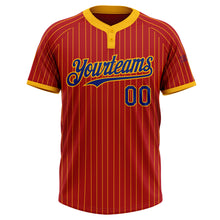 Загрузить изображение в средство просмотра галереи, Custom Red Gold Pinstripe Royal Two-Button Unisex Softball Jersey