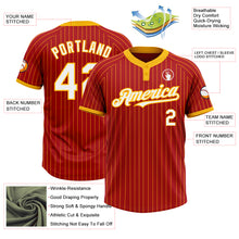 Загрузить изображение в средство просмотра галереи, Custom Red Gold Pinstripe White Two-Button Unisex Softball Jersey